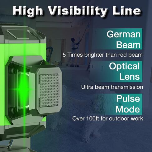 12 Lines Laser Level for Construction and Picture Hanging 3x360° Self Leveling Ultra Visibility Horizontal and Vertical Line Laser Tool Set with 2x Rechargeable battery in Saudi Arabia