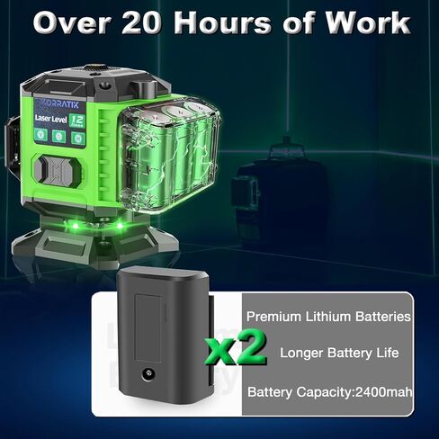 12 Lines Laser Level for Construction and Picture Hanging 3x360° Self Leveling Ultra Visibility Horizontal and Vertical Line Laser Tool Set with 2x Rechargeable battery in Saudi Arabia
