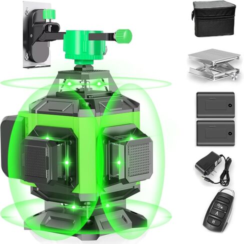 12 Lines Laser Level for Construction and Picture Hanging 3x360° Self Leveling Ultra Visibility Horizontal and Vertical Line Laser Tool Set with 2x Rechargeable battery in Saudi Arabia