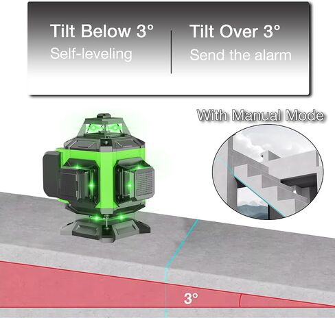12 Lines Laser Level for Construction and Picture Hanging 3x360° Self Leveling Ultra Visibility Horizontal and Vertical Line Laser Tool Set with 2x Rechargeable battery in Saudi Arabia
