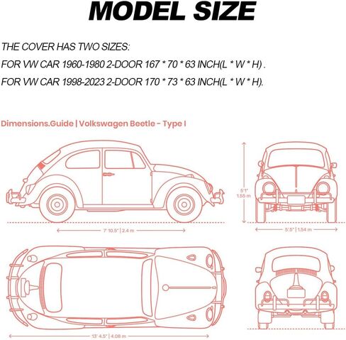 غطاء سيارة، غطاء سيارة مقاوم للماء، فولكس فاجن سيدان 1960-1980 2 باب، 600D طلاء فضي مقاوم للماء للغاية، مع سحاب أبواب مزدوجة in Kuwait