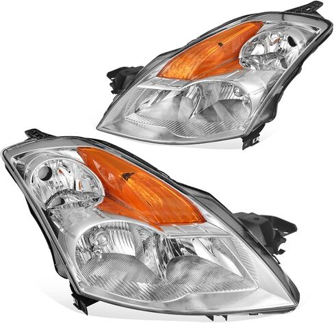 DWVO Headlight Assembly Compatible with 07 08 09 Altima 4-Door Sedan 2007 2008 2009 Black Housing with Amber Reflector Clear Lens in Saudi Arabia