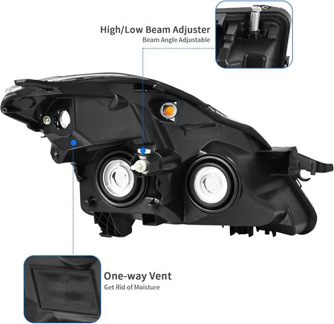 DWVO Headlight Assembly Compatible with 07 08 09 Altima 4-Door Sedan 2007 2008 2009 Black Housing with Amber Reflector Clear Lens in Saudi Arabia
