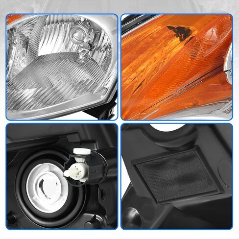 DWVO Headlight Assembly Compatible with 07 08 09 Altima 4-Door Sedan 2007 2008 2009 Black Housing with Amber Reflector Clear Lens in Saudi Arabia