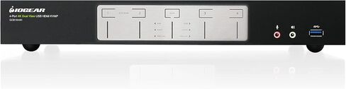 IOGEAR 4-Port 4K Dual View KVMP Switch مع HDMI، صوت، UHD 4K@60 هرتز RGB 4:4:4، محور USB 3.0، صوت، مفتاح التشغيل السريع، تبديل الأزرار، مفتاح ماوس لوحة مفاتيح شاشة الكمبيوتر لـ 4 أجهزة كمبيوتر وشاشتين مع كابلات - GCS1944H in Kuwait