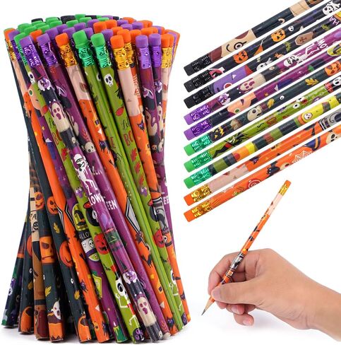 100 Pieces Halloween Pencils Scented Pencils School Pencils 10 style Smelly Pencils Colorful Pencils with Fruit Elements for Teachers Classrooms Reward Halloween Party Kids Gifts Supplie (100) in Saudi Arabia