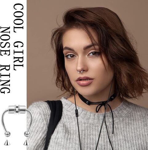 25Pcs Fake Nose Ring Nose Cuffs Fake Septum African Clip on Faux Septum Nose Ring Non Pierced Nose Hoop Heart Star Shape Multi-Style for Women Men Girls in Saudi Arabia