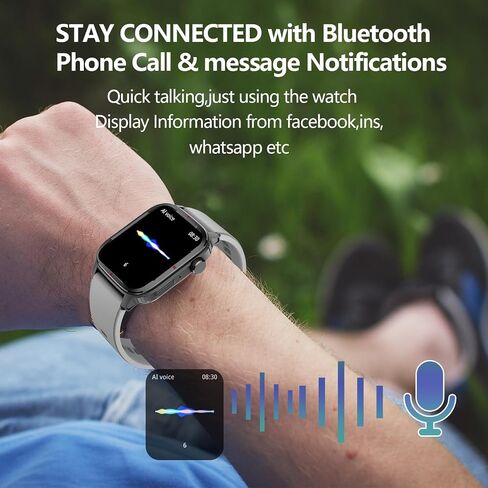 Smart Watch for Men 1.8 inches Answer & Dial Call with Fitness Heart Rate Blood Oxygen Smart Watch Sleep Monitor, 100 Sports Modes, IP68 Waterproof Smart Watch for iPhone Android(Black)… in Saudi Arabia
