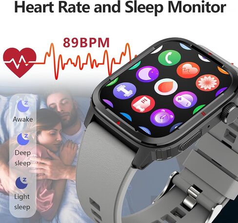 Smart Watch for Men 1.8 inches Answer & Dial Call with Fitness Heart Rate Blood Oxygen Smart Watch Sleep Monitor, 100 Sports Modes, IP68 Waterproof Smart Watch for iPhone Android(Black)… in Saudi Arabia