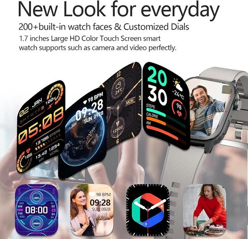 Smart Watch for Men 1.8 inches Answer & Dial Call with Fitness Heart Rate Blood Oxygen Smart Watch Sleep Monitor, 100 Sports Modes, IP68 Waterproof Smart Watch for iPhone Android(Black)… in Saudi Arabia