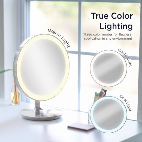 مرآة مكياج iHome Beauty Glow Ring XL مقاس 13 بوصة مع مكبر صوت بلوتوث ومكبر صوت وشحن USB وحامل هاتف قابل للإزالة وبطارية قابلة لإعادة الشحن و3 أوضاع ألوان LED in Saudi Arabia