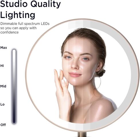 مرآة مكياج iHome Beauty Glow Ring XL مقاس 13 بوصة مع مكبر صوت بلوتوث ومكبر صوت وشحن USB وحامل هاتف قابل للإزالة وبطارية قابلة لإعادة الشحن و3 أوضاع ألوان LED in Saudi Arabia
