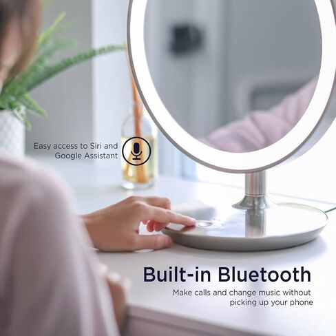 مرآة مكياج iHome Beauty Glow Ring XL مقاس 13 بوصة مع مكبر صوت بلوتوث ومكبر صوت وشحن USB وحامل هاتف قابل للإزالة وبطارية قابلة لإعادة الشحن و3 أوضاع ألوان LED in Saudi Arabia