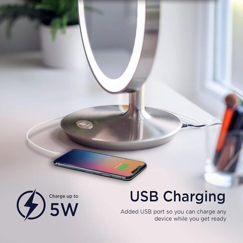 مرآة مكياج iHome Beauty Glow Ring XL مقاس 13 بوصة مع مكبر صوت بلوتوث ومكبر صوت وشحن USB وحامل هاتف قابل للإزالة وبطارية قابلة لإعادة الشحن و3 أوضاع ألوان LED in Saudi Arabia