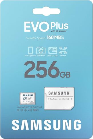 بطاقة ذاكرة Samsung EVO Plus microSDXC سعة 128 جيجابايت + محول SD، بسرعة تصل إلى 160 ميجابايت/ثانية | UHS-I، C10، U3، V10، A3، ترقية تخزين microSD للهواتف والأجهزة اللوحية وأجهزة الألعاب وكاميرات DSLR وأجهزة الكمبيوتر (MB-MC128SA/AM) in Kuwait