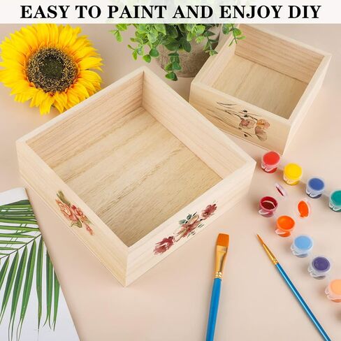 Aodaer 8 Pieces Unfinished Wooden Box in 4 Sizes Rustic Small Wood Box Square Storage Organizer Container Craft Box Paulownia Treasure Boxes for Crafts Home Table Decoration in Saudi Arabia