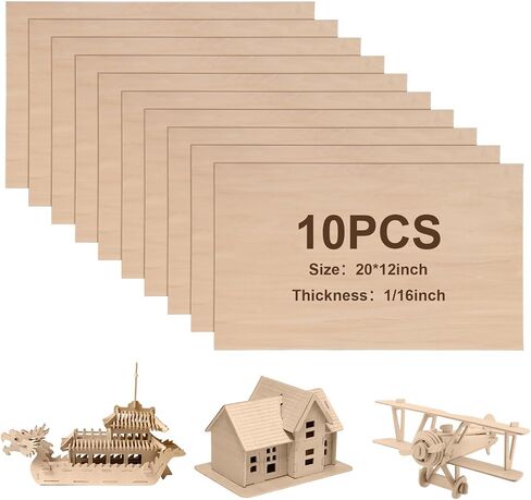 10 Sheets Balsa Wood Sheets 12 x 20 x 1/16 Inch Basswood Sheets for Crafts Plywood Sheets Unfinished Wooden Boards Rectangular Wood Planks for DIY Models Projects Drawing Laser Cutting in Saudi Arabia