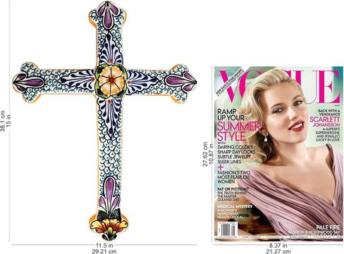 NOVICA Artisan Handmade Ceramic Cross Collectible Talavera Multicolor Mexico Wall Decor Crosses [15in H x 11.5in W x 0.6in D] ' Morning Glory' in Saudi Arabia