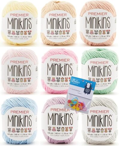 حزمة خيوط Premier Minikins المكونة من 9 قطع مع أقلام تحديد الغرز من Bella's Crafts (باستيل) in Kuwait