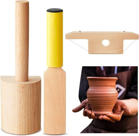 Amylove 3 Pieces Pottery Clay Tools Set Includes Wooden Clay Paddles Wooden Sculpture Pad Bevel Cutter for Clay Angle Cutting Clay Tool Pottery Tool Clay Paddle for Pottery Ceramics Trimming Tool in Saudi Arabia