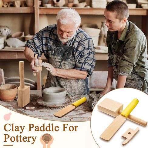 Amylove 3 Pieces Pottery Clay Tools Set Includes Wooden Clay Paddles Wooden Sculpture Pad Bevel Cutter for Clay Angle Cutting Clay Tool Pottery Tool Clay Paddle for Pottery Ceramics Trimming Tool in Saudi Arabia