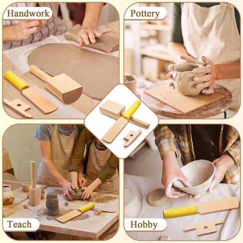 Amylove 3 Pieces Pottery Clay Tools Set Includes Wooden Clay Paddles Wooden Sculpture Pad Bevel Cutter for Clay Angle Cutting Clay Tool Pottery Tool Clay Paddle for Pottery Ceramics Trimming Tool in Saudi Arabia