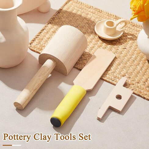 Amylove 3 Pieces Pottery Clay Tools Set Includes Wooden Clay Paddles Wooden Sculpture Pad Bevel Cutter for Clay Angle Cutting Clay Tool Pottery Tool Clay Paddle for Pottery Ceramics Trimming Tool in Saudi Arabia