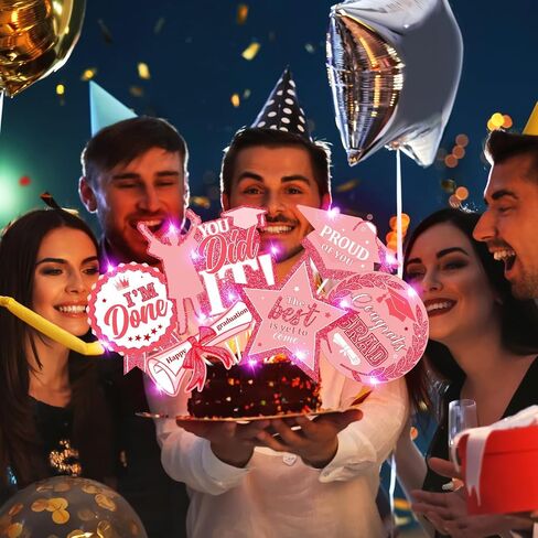 36 Set Graduation Party Decorations Glitter Pink Graduation Table Centerpiece Sticks with LED String Lights Congrats Grad Class of 2024 Table Toppers for 2024 Graduation Party Supplies in Saudi Arabia