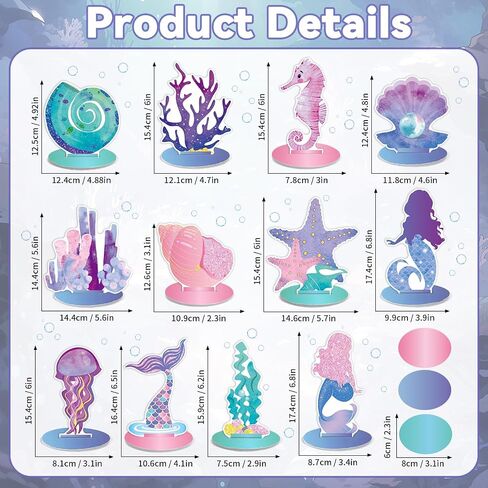 24 Pcs Mermaid Birthday Decorations Little Mermaid Table Centerpiece Under the Sea Centerpiece Ocean Theme Table Ornaments for Girl Baby Shower Ocean Theme Mermaid Birthday Party Supplies DIY Decor in Saudi Arabia