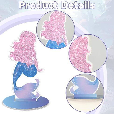24 Pcs Mermaid Birthday Decorations Little Mermaid Table Centerpiece Under the Sea Centerpiece Ocean Theme Table Ornaments for Girl Baby Shower Ocean Theme Mermaid Birthday Party Supplies DIY Decor in Saudi Arabia