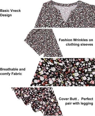 RITERA Plus Size Tops for Women Short Puff Sleeve Blouse Casual V Neck Tunic Oversize Loose Fit Ladies Tunic Summer XL-5XL in Saudi Arabia