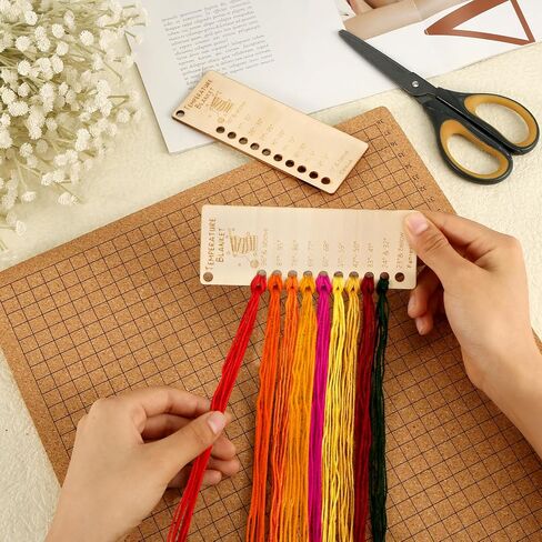 2pcs Wood Temperature Blanket Color Chart, Reusable Crochet Blanket Chart Planners Wool Yarn Shade Organization Storage Card Coloring Scheme for Handmade Items Thread Crochet Projects in Saudi Arabia