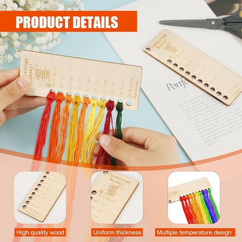 2pcs Wood Temperature Blanket Color Chart, Reusable Crochet Blanket Chart Planners Wool Yarn Shade Organization Storage Card Coloring Scheme for Handmade Items Thread Crochet Projects in Saudi Arabia