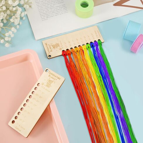 2pcs Wood Temperature Blanket Color Chart, Reusable Crochet Blanket Chart Planners Wool Yarn Shade Organization Storage Card Coloring Scheme for Handmade Items Thread Crochet Projects in Saudi Arabia
