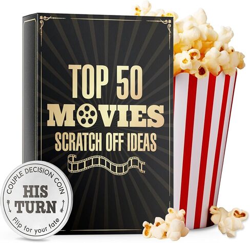 Movie Night Scratch Off Cards – Gifts for Movie Lovers Gifts – Couples Gift Ideas, Movie Night Gift Ideas, Movie Night Supplies, Movie Night Indecision - Gifts for Him, Boyfriend, Husband Gifts Ideas in Saudi Arabia