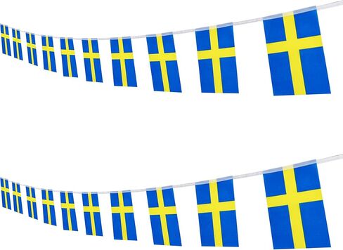 Sweden Swedish String Banner Flag,16 ft 20 Mini Flags String, 5.5 x 8.2 Inch String Flag Banner, Indoor and Outdoor Party Decorations. in Kuwait