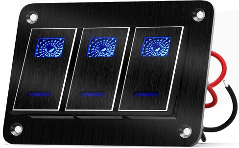6 Gang Brushed Metal Toggle Rocker Switch Panel Dash ON/Off Pre-Wired Blue Backlit Switch for RV Automotive Car Marine Boat Silver in Saudi Arabia