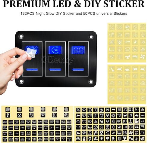 6 Gang Brushed Metal Toggle Rocker Switch Panel Dash ON/Off Pre-Wired Blue Backlit Switch for RV Automotive Car Marine Boat Silver in Saudi Arabia