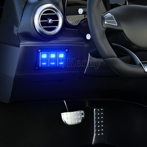 6 Gang Brushed Metal Toggle Rocker Switch Panel Dash ON/Off Pre-Wired Blue Backlit Switch for RV Automotive Car Marine Boat Silver in Saudi Arabia