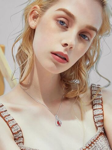 925 Sterling Silver Cardinal Necklace, Red Cardinal Water Drop Pendant Necklace Jewelry Birthday Gift for Women Girls in Saudi Arabia