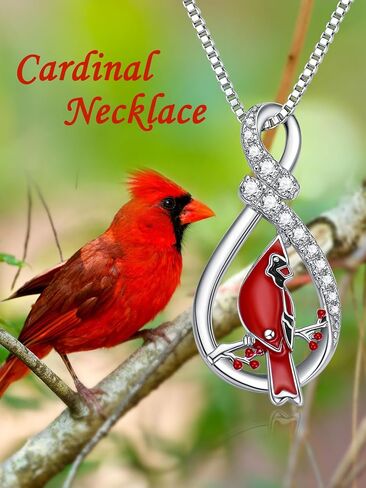 925 Sterling Silver Cardinal Necklace, Red Cardinal Water Drop Pendant Necklace Jewelry Birthday Gift for Women Girls in Saudi Arabia