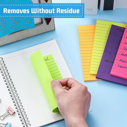 12 حزمة من أوراق الملاحظات اللاصقة المبطنة مقاس 4×6، 6 وسادات ملاحظات لاصقة بألوان زاهية مع خطوط، ملاحظات كبيرة ذاتية اللصق - اللوازم المدرسية، المنزل، دفاتر ملاحظات مكتبية، لوازم قرطاسية - 35 ورقة/وسادة in Kuwait