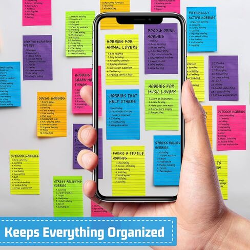 12 حزمة من أوراق الملاحظات اللاصقة المبطنة مقاس 4×6، 6 وسادات ملاحظات لاصقة بألوان زاهية مع خطوط، ملاحظات كبيرة ذاتية اللصق - اللوازم المدرسية، المنزل، دفاتر ملاحظات مكتبية، لوازم قرطاسية - 35 ورقة/وسادة in Kuwait