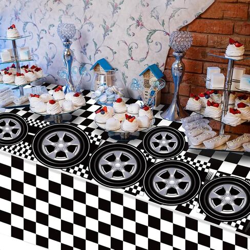 Racing Car Party Plates Napkins Wheels Cars Track Birthday Tableware Sets Fast Boy Men Kids Baby Shower Party Decorations Supplies Serves 24, Black in Saudi Arabia