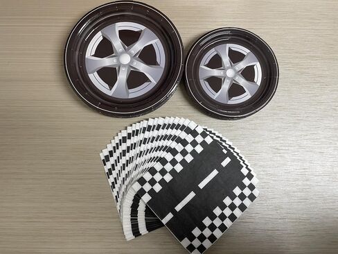 Racing Car Party Plates Napkins Wheels Cars Track Birthday Tableware Sets Fast Boy Men Kids Baby Shower Party Decorations Supplies Serves 24, Black in Saudi Arabia