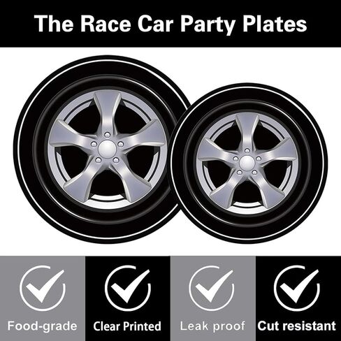 Racing Car Party Plates Napkins Wheels Cars Track Birthday Tableware Sets Fast Boy Men Kids Baby Shower Party Decorations Supplies Serves 24, Black in Saudi Arabia