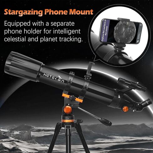 Telescope,Telescope for Adults High Powered, 90mm Aperture 900mm Professional Refractor Telescope for Kids & Beginners, Magnification 450X, for Planet Observation with Stainless Tripod & Phone Adapter in Saudi Arabia