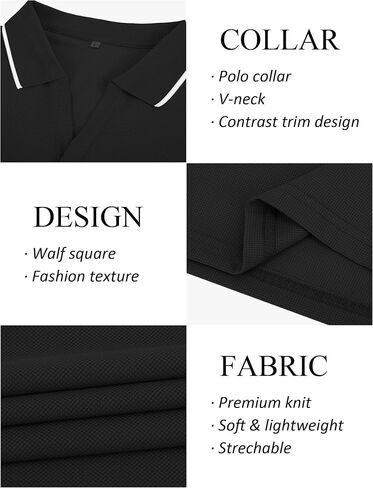 Polo Shirts for Man V Neck Slim Fit Solid Short Sleeve Cotton Golf Casual T-Shirts Ribbed Knit Soft Tees in Saudi Arabia
