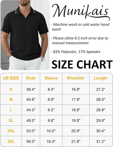 Polo Shirts for Man V Neck Slim Fit Solid Short Sleeve Cotton Golf Casual T-Shirts Ribbed Knit Soft Tees in Saudi Arabia