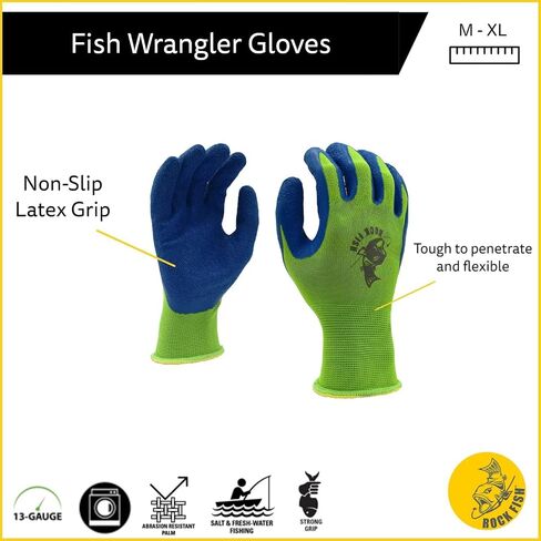 Cordova Rock Fish FP3993G All-Purpose Fishing Gloves with Latex Grip, Durable, Machine Knit 13-Gauge Polyester, Salt & Fresh Water, One Pair, Large in Saudi Arabia